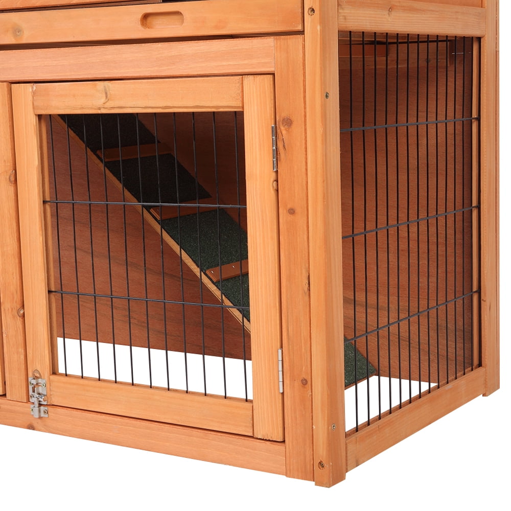 ZephyPaws  Chicken Coop Large Wooden Outdoor Bunny Rabbit Hutch Hen Cage with Ventilation Door,40" Triangle Roof Waterproof  Small House Chicken Coop Natu