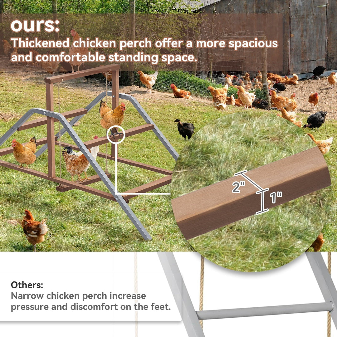 PETSFIT Chicken Perch Ladder-Solid Wood and Rustproof Iron Design, Chicken Ladder with Swing for Healthy Poultry-Ideal for Backyard Coops, Farms, Easy to Assemble and Clean