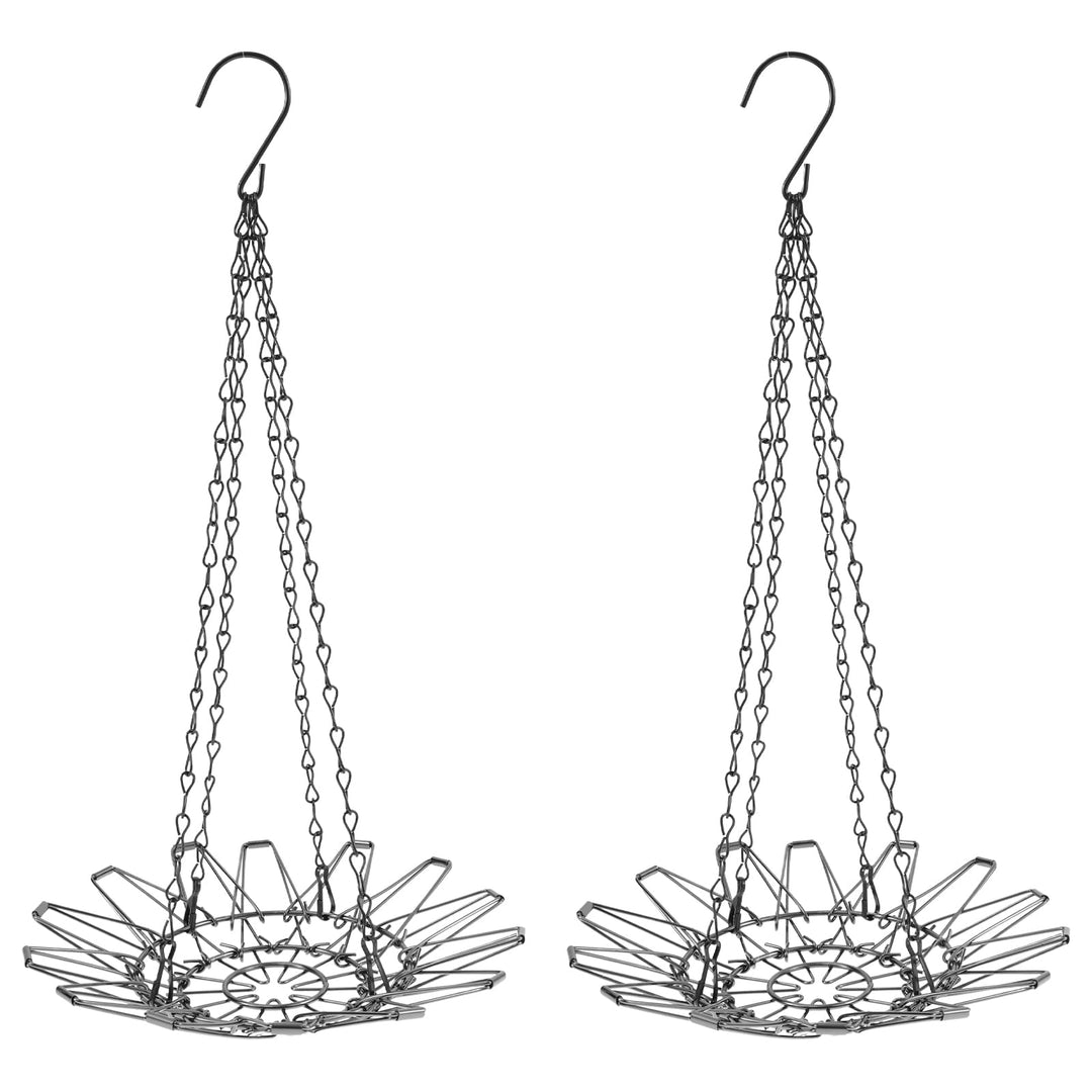 Grusce 2PCS Stainless Steel Chicken Vegetable Hanging Feeder, Large Capacity Chicken Fruit Feeder Reduced Waste for Duck Rabbit