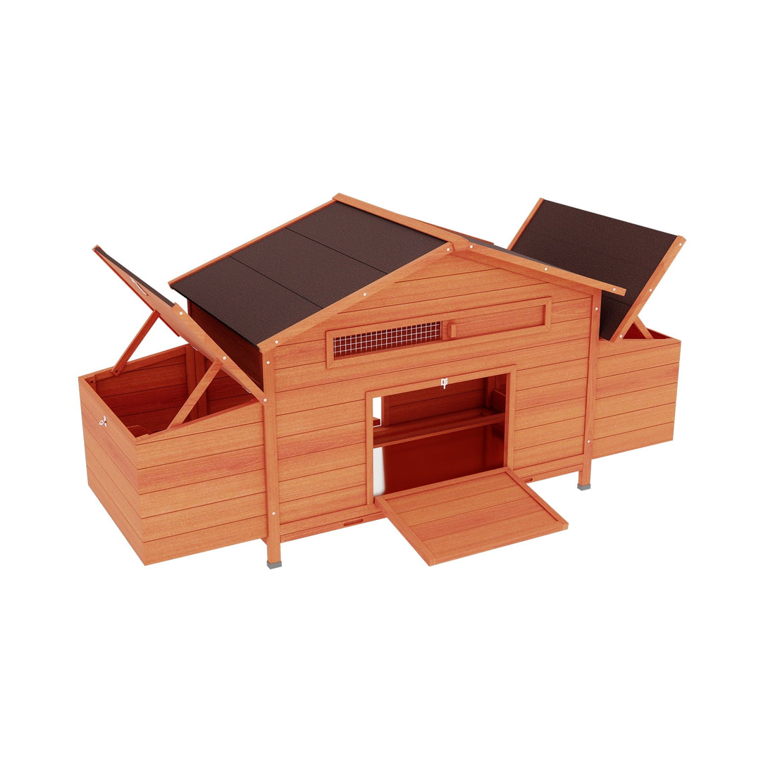 Coowa Large Wooden Chicken Coop Outdoor Hen House with 2 Nesting Boxes and 2 Free-Range Doors