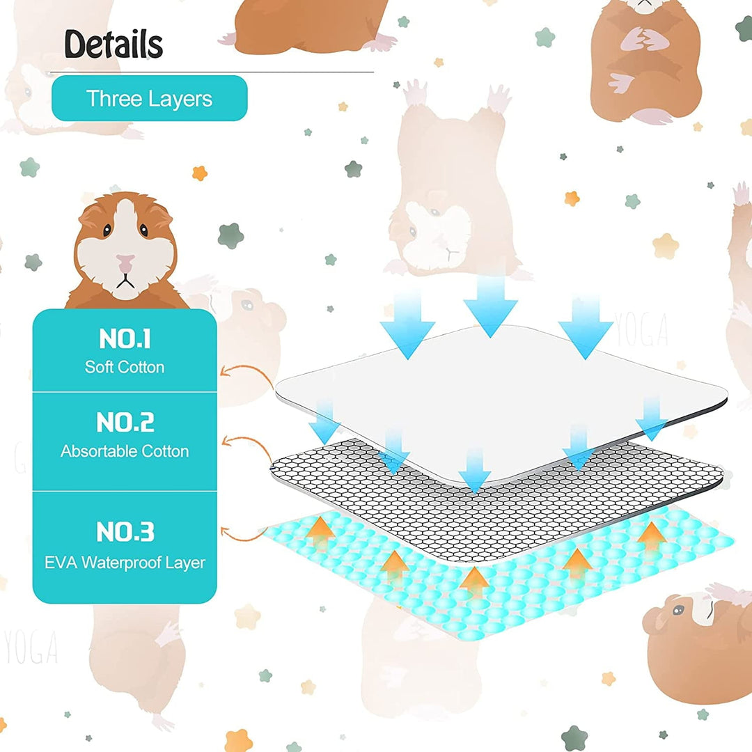 8 Pieces Guinea Pig Pee Pads Guinea Pig Fleece Bedding Highly Absorbent Washable and Reusable Training Pads Cage Liners for Small Animals Hamsters Bunnies, 12 x 12 Inch