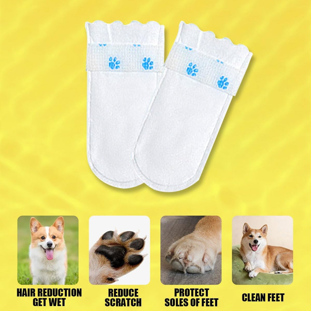 20 Pcs Disposable Dog Shoes, Dog Boots for Injured Paws Waterproof Disposable Dog Socks Paws Stop Licking with Self Adhesive Bandage Dog Shoes for Injured Paws for Indoor Outdoor Walking (L)