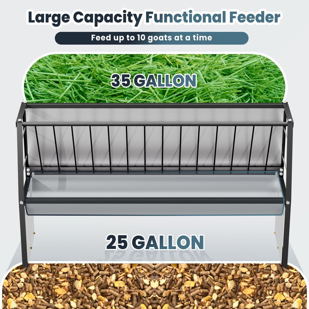 60 Gallon Feeder, Heavy Duty Galvanized Steel Livestock Hay Feeder, Non - Deformed for Goats, Cows, Pigs in Farm Pasture, Barn, Grazing Field