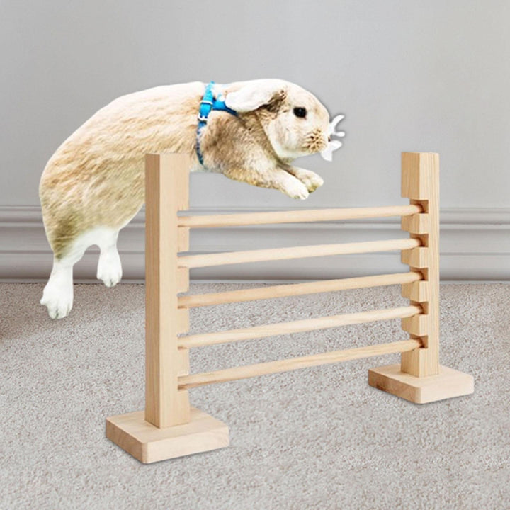 FITYLE Rabbit Jump Bar Wooden Toy Indoor Outdoor, Interactive, Jump Hurdle Bar, Adjustable Height for Pet Rabbit Bunny Jump Training