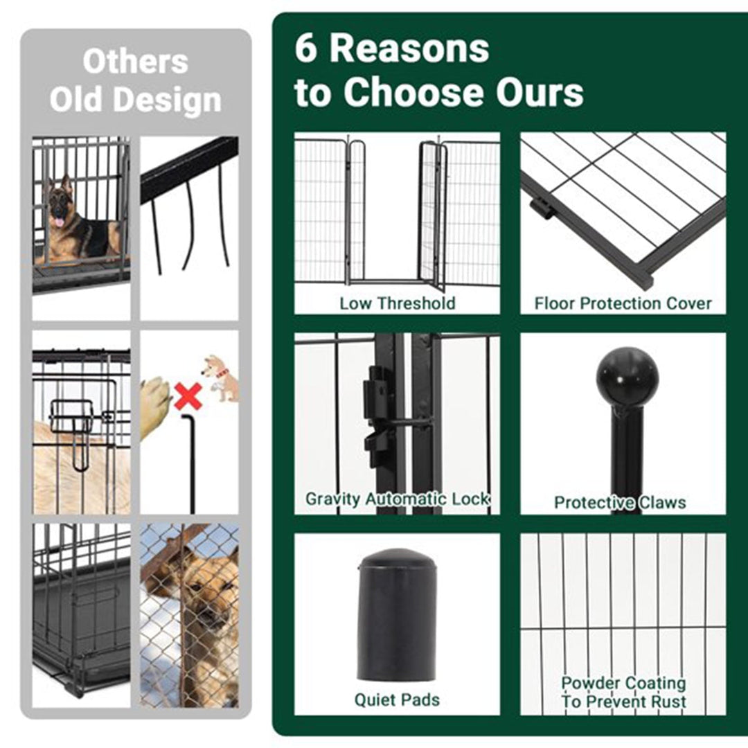 Lumiparty Metal Dog Playpen, 48" Height 8 Panels Dog Fence ,Heavy Duty Pet Puppy Exercise Pen, Portable Pet Playpen for Indoor Outdoor Rv Camping Garden Yard