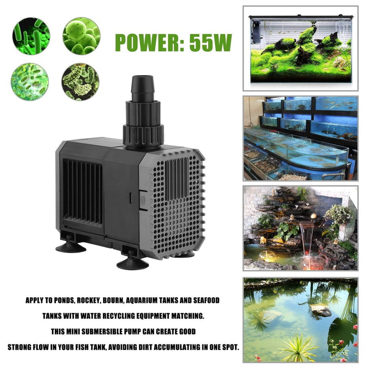 3000L/H Adjustable Submersible Pump Ultra-Quiet Aquarium Fish Tank Water Pump