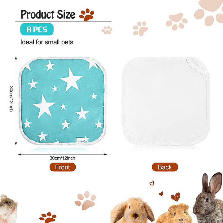 8 Pieces Guinea Pig Pee Pads Guinea Pig Fleece Bedding Highly Absorbent Washable and Reusable Training Pads Cage Liners for Small Animals Hamsters Bunnies, 12 x 12 Inch