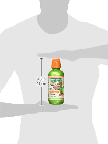 TheraBreath Kids Organic Wacky Watermelon Mouthwash with Fluoride, Anticavity, Dentist Formulated, 16 Fl Oz