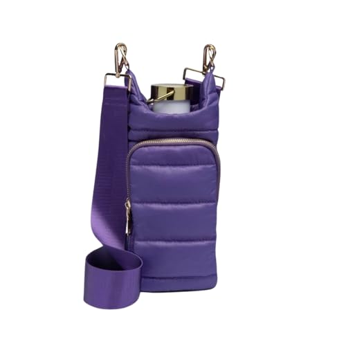 WanderFull Original Crossbody HydroBag | Quilted Water Bottle Carrier | Puffer Tote Tumbler Holder with Pockets for Purse, Phone & Accessories | Carry Travel Essentials (Deep Violet)