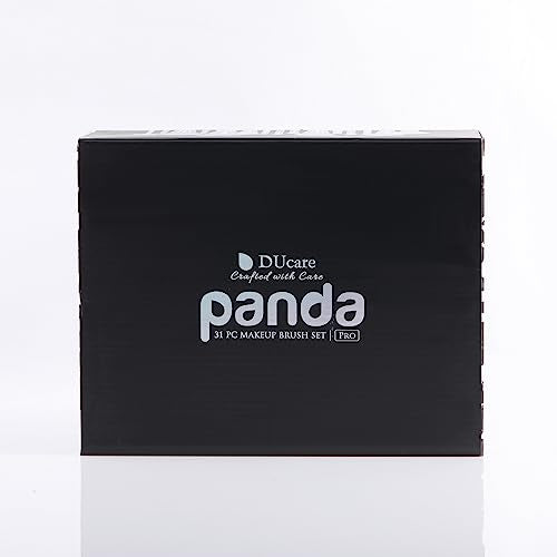 DUcare Professional Makeup Brushes 31Pcs Panda Series Makeup Brush Set Kabuki Foundation Blending Face Powder Blush Concealers Eye Shadows With Leather Case Organizer