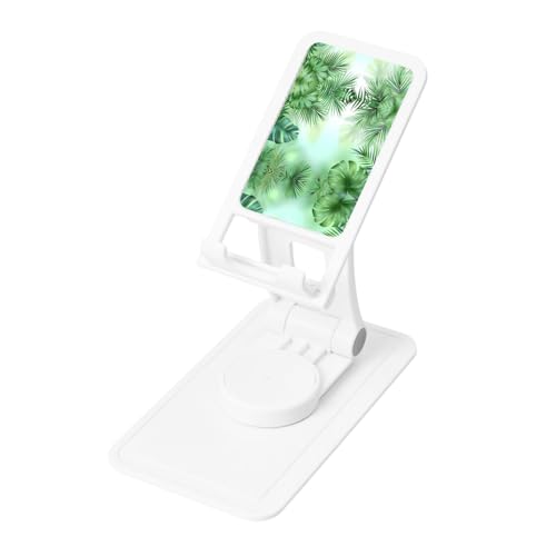 Tropical Leaf Cell Phone Stand 360° Adjustable Desktop Phone Holder Cradle Compatible With Most Mobile Phones White