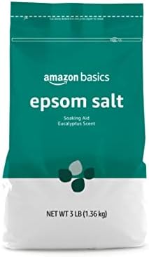 Amazon Basics Epsom Salt Soaking Aid, Eucalyptus Scented, 3 Pound (Pack of 6) (Previously Solimo)