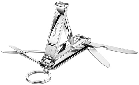 Portable Nail Clippers,Medical Grade Stainless Steel Foldable Nail Cutter with Leather Case, Ultra Slim Travel Design Mr-1099sl