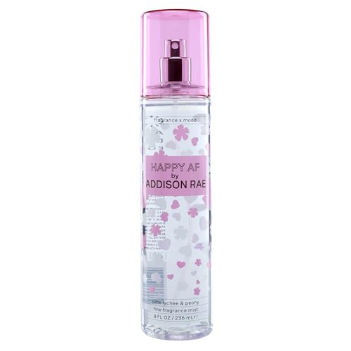 Addison Rae Happy Body & Hair Mist for Women - Fruity Floral Feminine Scent - Body Spray Pink Lychee and Red Grapefruit - Long-Lasting, Everyday Wear Fragrance for Her - Vegan, Cruelty Free - 8oz