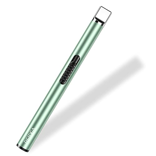 REIDEA Lighter S4 Electronic Candle Lighter USB Rechargeable with Security Lock, Windproof Fast Heat Sinking, Non-slip Switch Electronic Lighter for Candle, Grill, Camping (Mint Green)