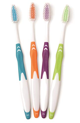 FRESHMINT Individually Wrapped Bulk Premium Toothbrushes (144 Pack), Oversized Easy Grip Rubber Handle, Soft Multi Color Nylon Bristles, Perfect for Travel, Hotel, Donation