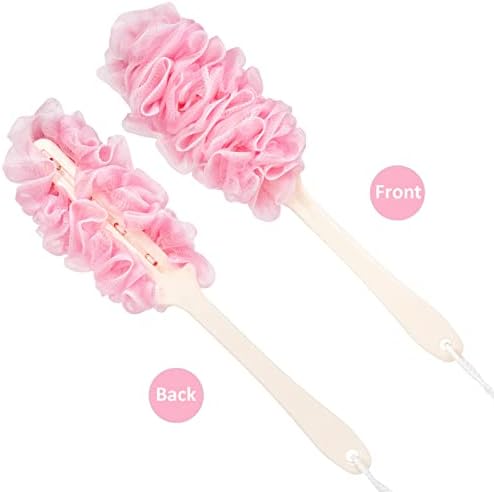 Loofah Back Scrubber for Shower,Loofah On a Stick Long Handle Bath Sponge Shower Brush,Soft Nylon Mesh Body Brush for Women&Men