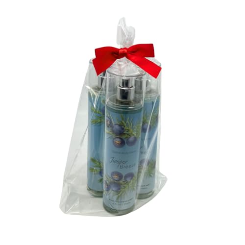 Bath & Body Works JUNIPER BREEZE Fine Fragrance Mist Gift Set with a Red Bow for Holiday & Gifts - Pack of 3