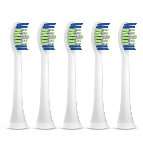REACH SmileSonic Pro Essential Clean Replacement Toothbrush Brush Heads, Compatible with Philips Sonicare Click-On Power Toothbrushes, Replace-Me Bristles, 5 Count