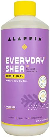 Alaffia Everyday Shea Bubble Bath, Soothing Support for Deep Relaxation and Soft Moisturized Skin, Made with Fair Trade Shea Butter, Cruelty Free, No Parabens, Vegan, Lavender, 16 Fl Oz