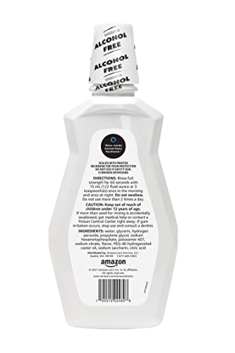 Amazon Basics Teeth Whitening Mouthwash, Alcohol-Free, Clean Mint, 32 Fluid Ounces, 1-Pack, Previously Solimo