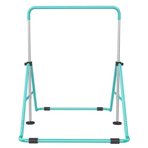 RINREA Gymnastic Bars for Kids with Adjustable Height, Folding Gymnastic Training Kip Bar, Junior Expandable Horizontal Monkey Bar for Home