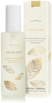 Thymes Daily Shower Spray for a Spa Like Experience - Home Essentials - Mist Scented with Jasmine, Rose, Hyacinth, Lily of the Valley & Oak Moss (Goldleaf Shower Spray, 3.4 fl oz)