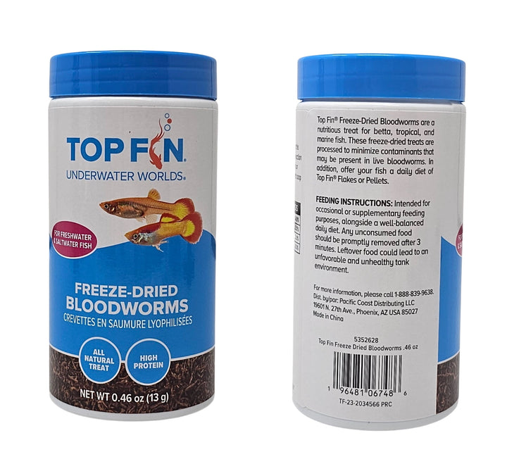 Top Fin Freeze Dried Bloodworms Freshwater and Saltwater Fish Treat, 0.46 Ounce