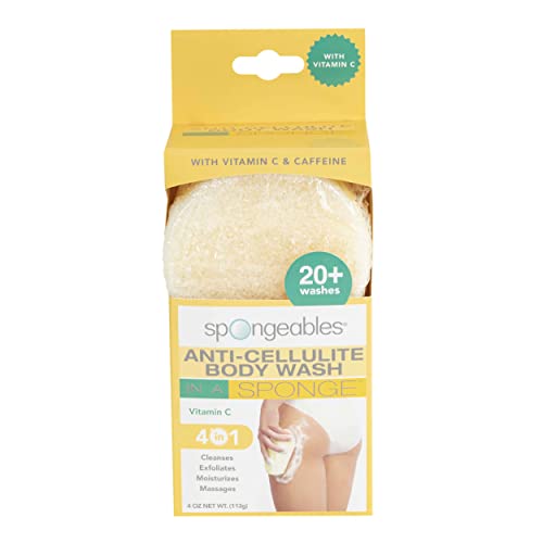 Spongeables Anti Cellulite Body Wash in a 20+ Wash Sponge, Citrus, 3 Count