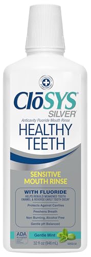 Closys Healthy Teeth Anti-Cavity Oral Rinse Mouthwash with Fluoride, Non-Burning, Non-Irritating – 32 Fl Oz