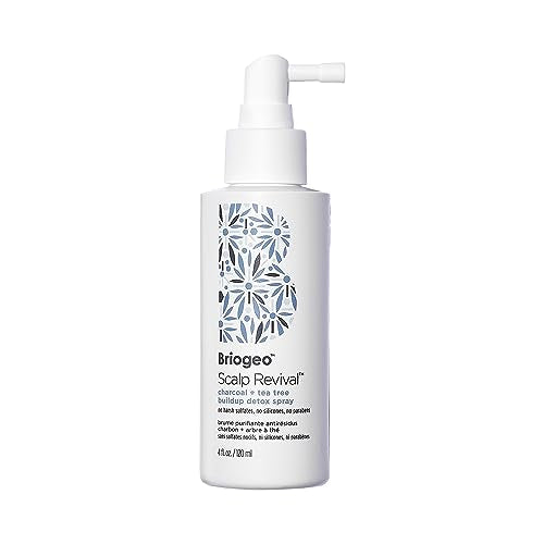 Briogeo Scalp Revival Charcoal + Tea Tree Buildup Detox Spray, Dry Scalp Pre-Wash Treatment for Dry Scalp & Itchy Scalp, Build Up, Detox Spray, Unclog Hair Follicles, Vegan, Cruelty-Free, 4 fl oz