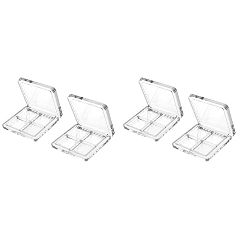 Beaupretty 4 Pieces Empty Eyeshadow Pallet 4 Grids Eye Shadow Lipstick Storage Case Box Clear Makeup DIY Cosmetic Organizer Container