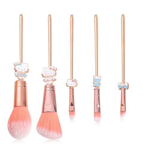 5PCS Cute Cat Style Makeup Brushes, Cosmetic Makeup Brush Set with Pink Storage Bag, Best for Gir Woman