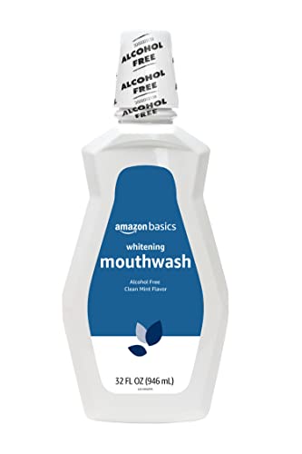 Amazon Basics Teeth Whitening Mouthwash, Alcohol-Free, Clean Mint, 32 Fluid Ounces, 1-Pack, Previously Solimo