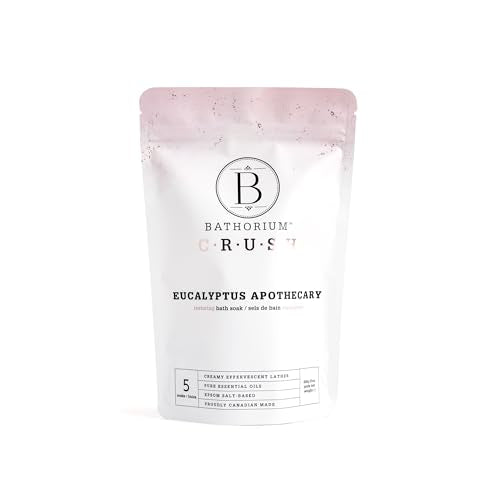Bathorium Eucalyptus Apothecary Crush, Muscle Recovery Bath Soak, Eucalyptus & Tea Tree Oils, Post-Workout, Sinus Relief, pH-Balanced, 5+ Baths, 21 oz