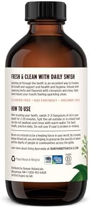 Banyan Botanicals Cinnamon Daily Swish – Organic Ayurvedic Pulling Oil with Coconut Oil – Mouthwash for Fresh Breath and Sparkling Oral Health* – 8 oz – Non GMO Sustainably Sourced Vegan
