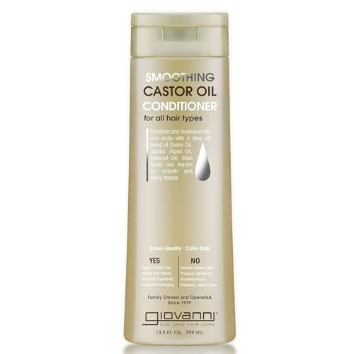 Giovanni Smoothing Castor Oil Conditioner - All Hair Types, Moisturize Hair & Scalp, Hydrate & Tame Frizz, Jojoba, Argan Oil, Coconut Oil, Shea Butter, Keratin - 13.5 oz