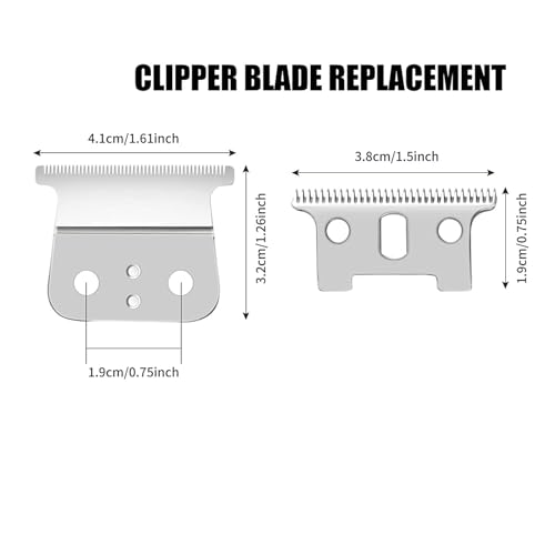 2 Pcs Replacement Blades Compatible with Andis #04710 and Andis #04521 hair Trimmer Compatible with Andis T Outliner & GTX Trimmer(sliver steel T blade + sliver steel blade)