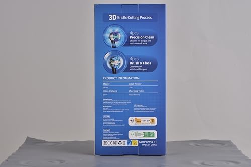 Rotating Electric Toothbrush for Adults with 8 Brush Heads (2 Types), 4 Modes Deep Clean Electric Toothbrush with Rechargeable Power and 2 Min Smart Timer (1- Black, p1)