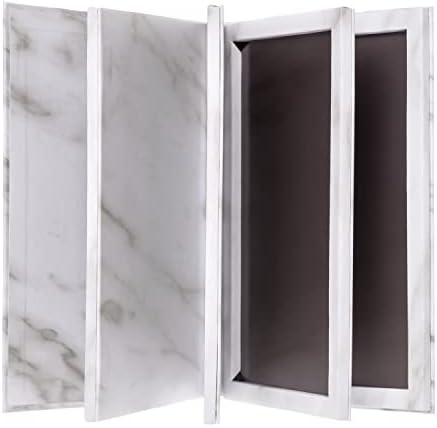 Allwon 4-Layer Book Shaped Marble Magnetic Palette Large Empty Makeup Palette Storage Box for Eyeshadow Lipstick Blush Powder (White)