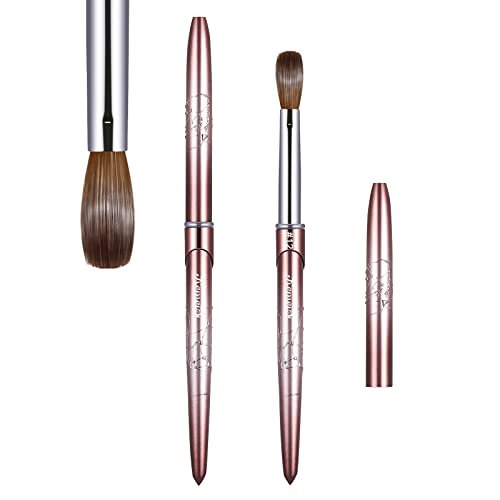Acrylic Nail Brush Size 12,KEMEISI 100% Pure Kolinsky Nail Art Brushes Sturdy Handle Oval Shaped Acrylic Powder Nail Design Tools for Professional Manicure DIY Home Salon (Brown Gradient)