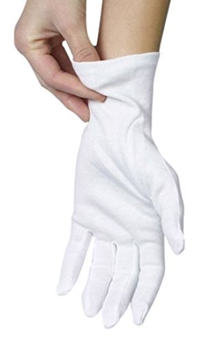 ANSMIO Cotton Gloves - 3 Pairs White Moisturizing Night Gloves, 100% Cotton, Size S