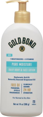 Gold Bond Pure Moisture Lotion, 14 oz., Ultra-lightweight Daily Body & Face Lotion for Dry Skin