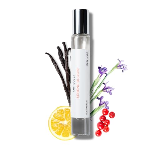 Anthology Serene Bloom Roll on Perfume Oil for Women 0.3oz 9 ML | Citrus, Vanilla, Pink Pepper, Jasmine & Iris Notes | Alcohol Free, Travel size Rollerball