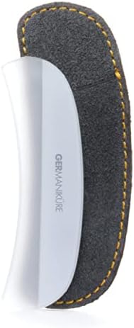 GERMANIKURE Gray Glass Moonfile in Suede Case, Ethically Made in Czech Republic, Easy Guided Nail File