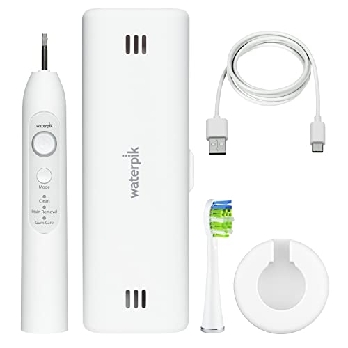 Waterpik Sensonic Sonic Electric Toothbrush, Rechargeable Toothbrush for Adults with 3 Modes, Travel Case, USB Charger, White STW-03W020, Packaging May Vary