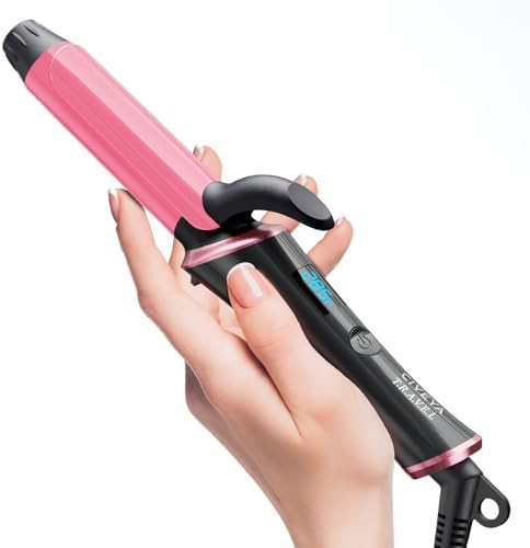 Travel Curling Iron Dual Voltage(110-240V)，1 Inch Mini Curling Iron Travel Size with 5 Adjustable Heat Settings, Ceramic Barrel with Argan Oil Infused, Portable