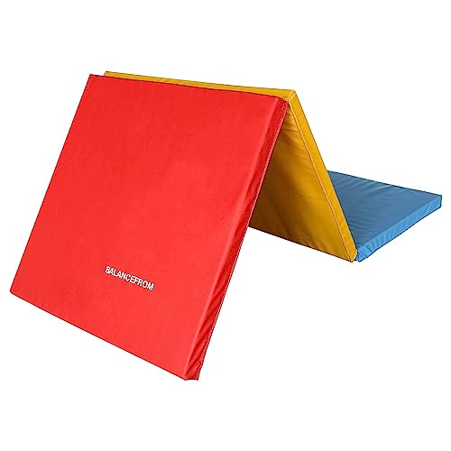 BalanceFrom Folding Gymnastics Mat Home Gym Floor Tumbling Equipment, Multicolor