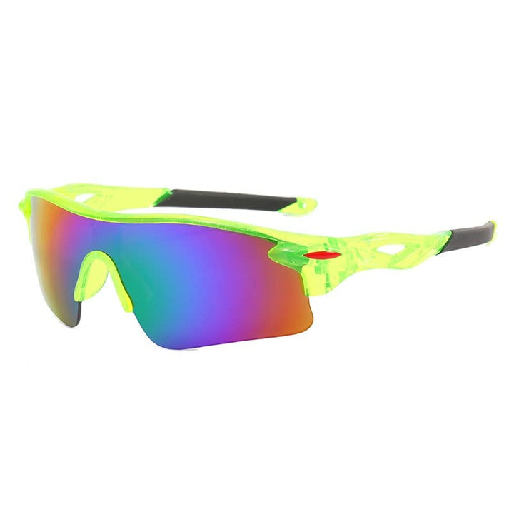 swanoble UV400 2 Sports Sunglasses for Kids Cycling,Light frame Sunglasses for Boys Girls,Youth Softball Baseball Golf (Transparent Green+black Red)