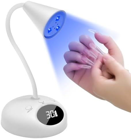 CGBE Gooseneck LED Nail Lamp: Cordless Portable LED Nail Light - Rechargeable Mini Flash Cure Lamp for Professionals Beginners Nail Art Lovers - Travel or Salon Use